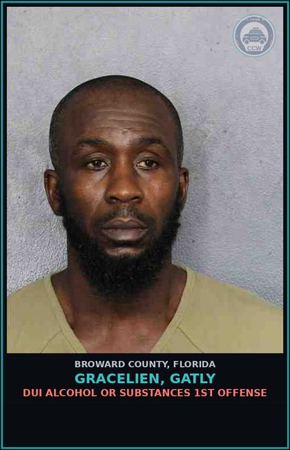 CCW arrest card for GRACELIEN, GATLY in Broward County: LEAVE SCENE CRASH INVOLVING DAMAGE TO PROP
