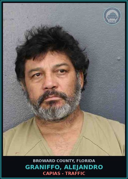 CCW arrest card for GRANIFFO, ALEJANDRO in Broward County: CAPIAS - TRAFFIC