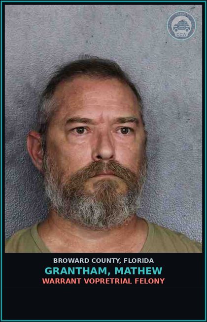 CCW arrest card for GRANTHAM, MATHEW in Broward County: FAIL TO SIGNAL TURN PROPERLY  