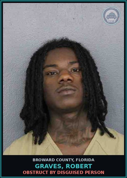 CCW arrest card for GRAVES, ROBERT in Broward County: OPERATING MOTOR VEHICLE W/O VALID LICENSE - 1ST OFFENSE