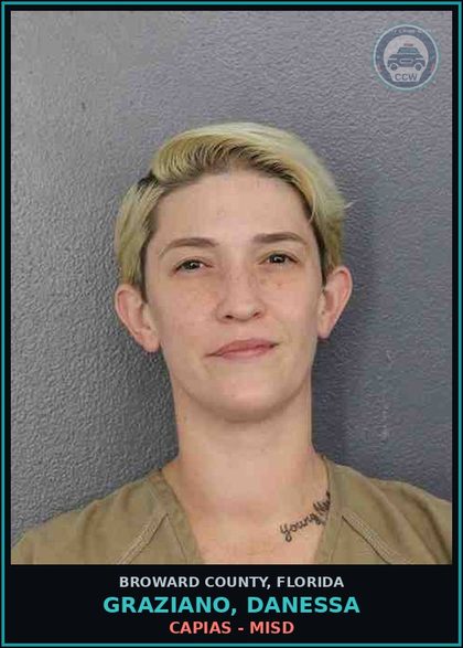 CCW arrest card for GRAZIANO, DANESSA in Broward County: CAPIAS - MISD