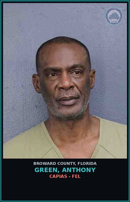 CCW arrest card for GREEN, ANTHONY in Broward County: CAPIAS - FEL