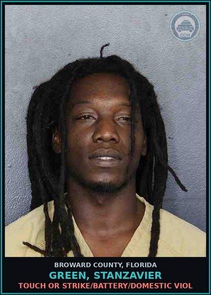 CCW arrest card for GREEN, STANZAVIER in Broward County: FALSE IMPRISONMENT OF PERSON