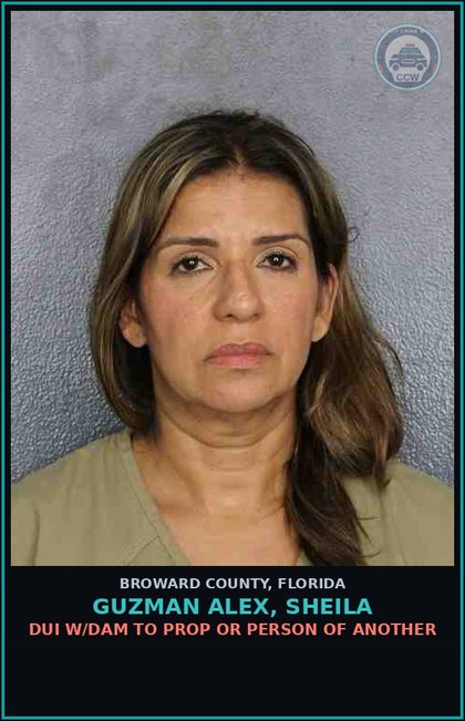 CCW arrest card for GUZMAN ALEX, SHEILA in Broward County: TOO FAST FOR CONDITIONS       