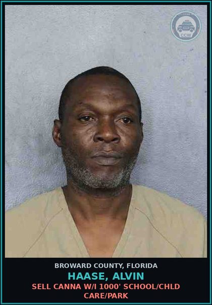 CCW arrest card for HAASE, ALVIN in Broward County: SELL Canna W/I 1000' SCHOOL/chld CARE/PARK