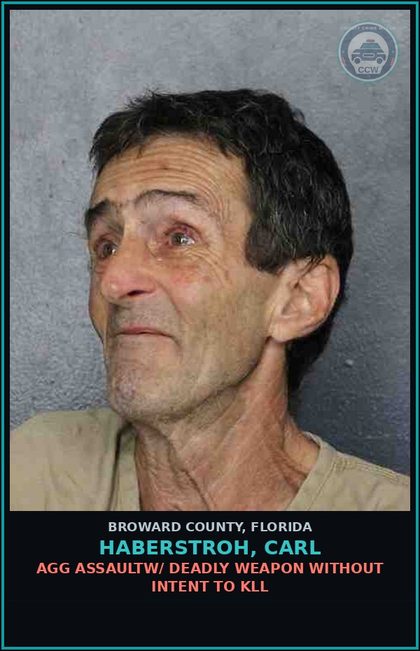 CCW arrest card for HABERSTROH, CARL in Broward County: AGG ASSAULTW/ DEADLY WEAPON WITHOUT INTENT TO KILL