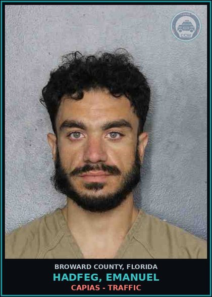 CCW arrest card for HADFEG, EMANUEL in Broward County: CAPIAS - TRAFFIC