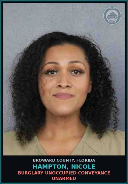 CCW arrest card for HAMPTON, NICOLE in Broward County: BURGLARY UNOCCUPIED CONVEYANCE UNARMED