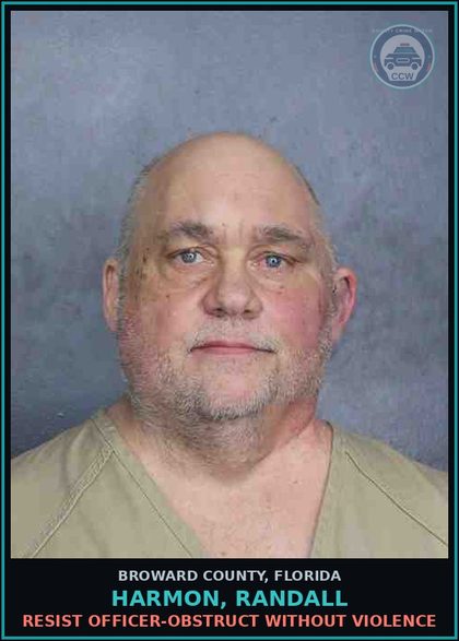 CCW arrest card for HARMON, RANDALL in Broward County: RESIST OFFICER-OBSTRUCT WITHOUT VIOLENCE