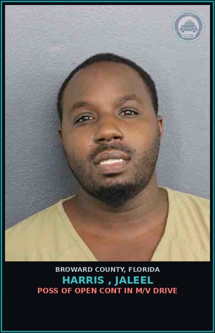 CCW arrest card for HARRIS , JALEEL in Broward County: FAIL WEAR SAFETY BELT/OPER    