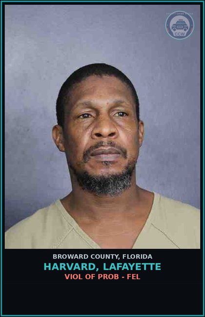 CCW arrest card for HARVARD, LAFAYETTE in Broward County: VIOL OF PROB - FEL