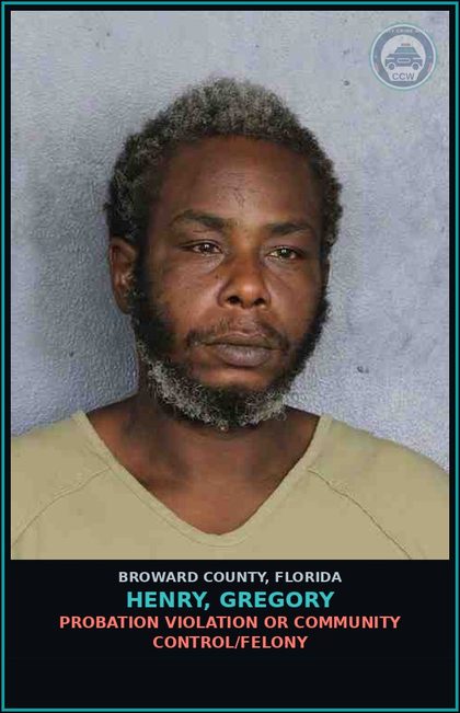CCW arrest card for HENRY, GREGORY in Broward County: PETIT THEFT MERCH/FARM/TRANSIT $100-$750