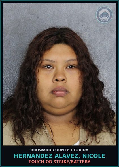 CCW arrest card for HERNANDEZ ALAVEZ, NICOLE in Broward County: TOUCH OR STRIKE/BATTERY