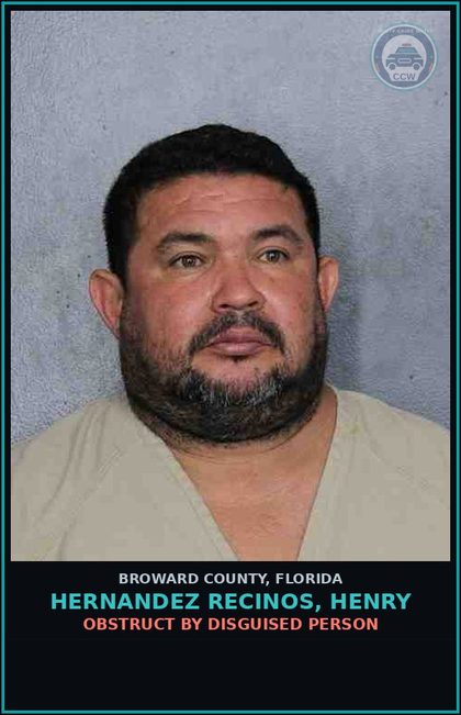 CCW arrest card for HERNANDEZ RECINOS, HENRY in Broward County: OPERATE MOTOR VEHICLE W/O VALID LICENSE - 2ND OFFENSE
