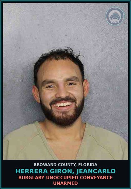 CCW arrest card for HERRERA GIRON, JEANCARLO in Broward County: TRESPASS FAIL LEAVE PROPERTY UPON ORDER BY OWNER
