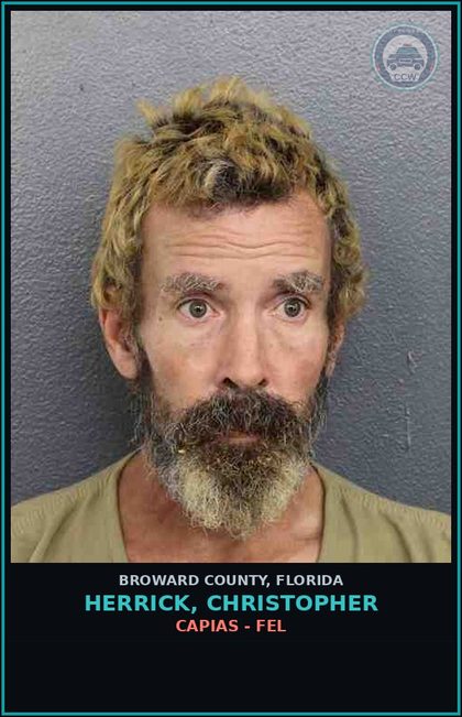 CCW arrest card for HERRICK, CHRISTOPHER in Broward County: CAPIAS - FEL