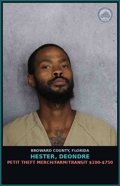 CCW arrest card for HESTER, DEONDRE in Broward County: TRESPASS FAIL LEAVE PROPERTY UPON ORDER BY OWNER