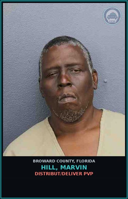 CCW arrest card for HILL, MARVIN in Broward County: DISTRIBUT/DELIVER PVP