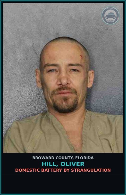 CCW arrest card for HILL, OLIVER in Broward County: DOMESTIC BATTERY BY STRANGULATION