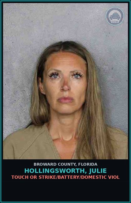 CCW arrest card for HOLLINGSWORTH, JULIE in Broward County: TOUCH OR STRIKE/BATTERY/DOMESTIC VIOL