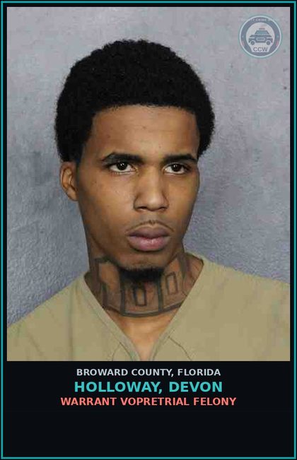 CCW arrest card for HOLLOWAY, DEVON in Broward County: BURG/DWELLING STRUCTURE OR CONVEYANCE ARMED