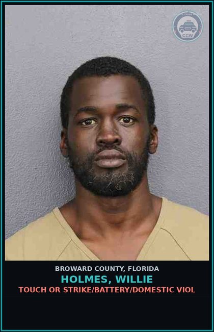CCW arrest card for HOLMES, WILLIE in Broward County: TOUCH OR STRIKE/BATTERY/DOMESTIC VIOL