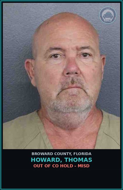 CCW arrest card for HOWARD, THOMAS in Broward County: OUT OF CO HOLD - MISD