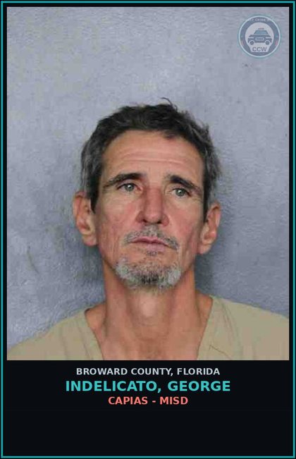 CCW arrest card for INDELICATO, GEORGE in Broward County: CAPIAS - MISD