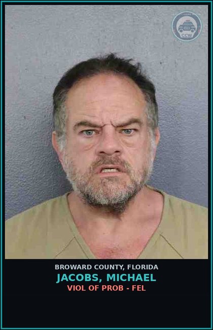 CCW arrest card for JACOBS, MICHAEL in Broward County: VIOL OF PROB - FEL