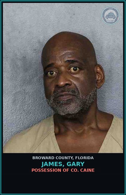 CCW arrest card for JAMES, GARY in Broward County: POSSESSION OF COCAINE