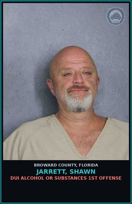 CCW arrest card for JARRETT, SHAWN in Broward County: DUI ALCOHOL OR DRUGS  1ST OFFENSE