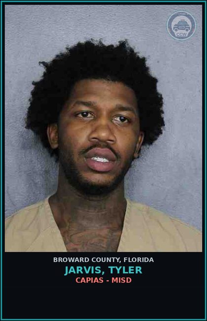 CCW arrest card for JARVIS, TYLER in Broward County: CAPIAS - MISD