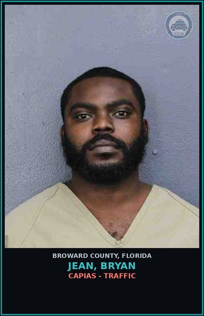 CCW arrest card for JEAN, BRYAN in Broward County: CAPIAS - TRAFFIC