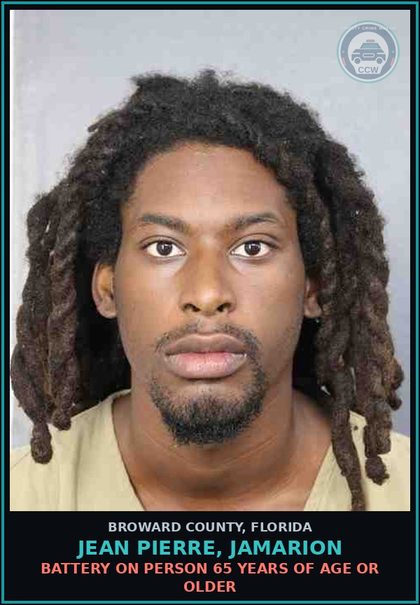 CCW arrest card for JEAN PIERRE, JAMARION in Broward County: AGG BATT OFFNDR KNEW OR SHOULD VCTM PREGNT DOM VIO