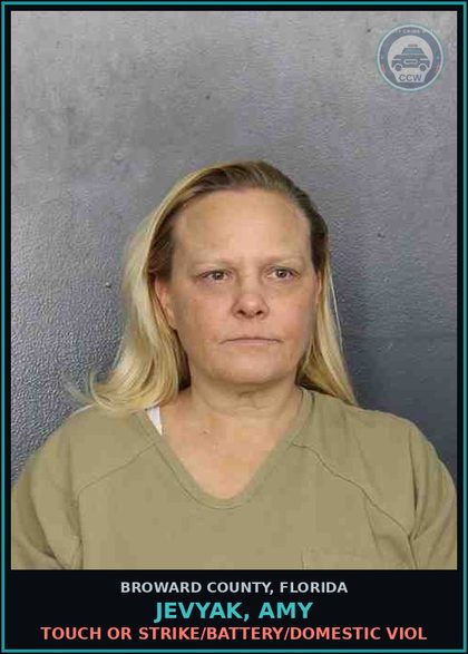 CCW arrest card for JEVYAK, AMY in Broward County: TOUCH OR STRIKE/BATTERY/DOMESTIC VIOL