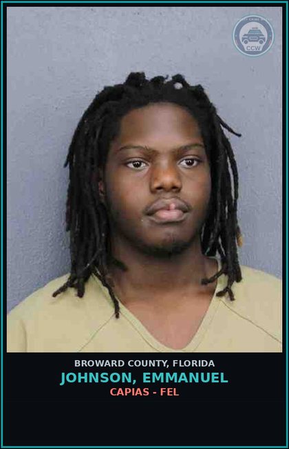 CCW arrest card for JOHNSON, EMMANUEL in Broward County: CAPIAS - FEL