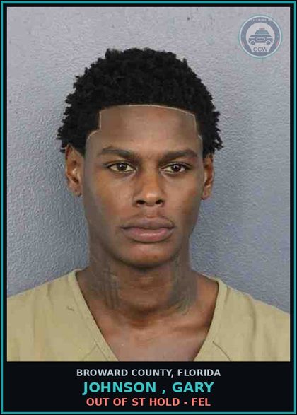 CCW arrest card for JOHNSON , GARY in Broward County: OUT OF ST HOLD - FEL