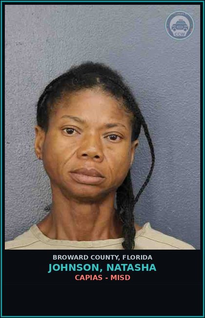CCW arrest card for JOHNSON, NATASHA in Broward County: CAPIAS - MISD