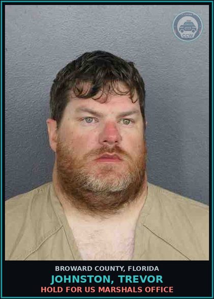 CCW arrest card for JOHNSTON, TREVOR in Broward County: HOLD FOR US MARSHALS OFFICE