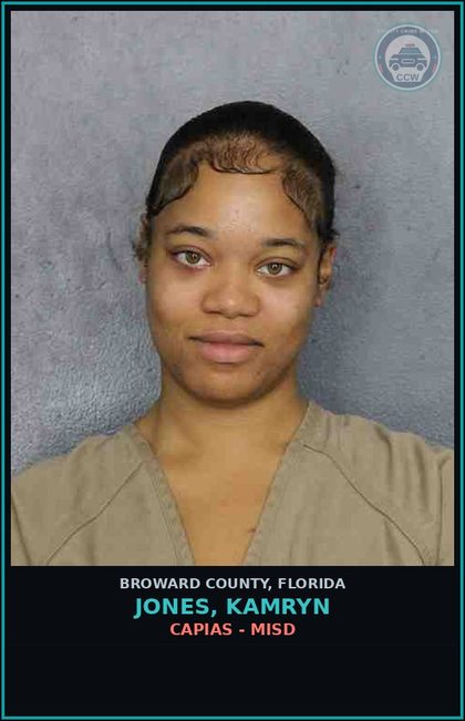 CCW arrest card for JONES, KAMRYN in Broward County: CAPIAS - MISD