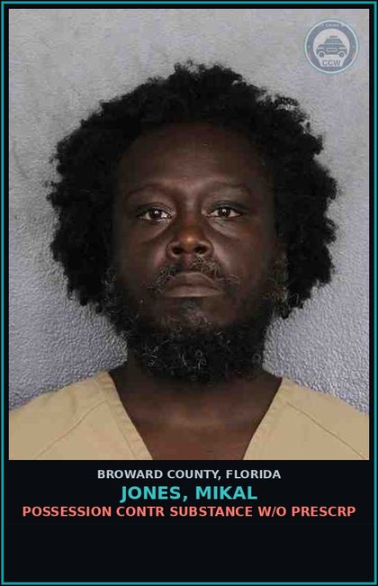 CCW arrest card for JONES, MIKAL in Broward County: DRIVE WHILE LICENSE SUSPENDED - FIRST OFFENSE