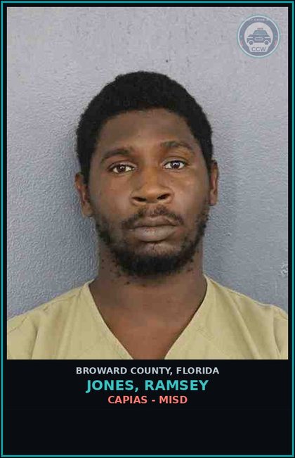 CCW arrest card for JONES, RAMSEY in Broward County: CAPIAS - MISD