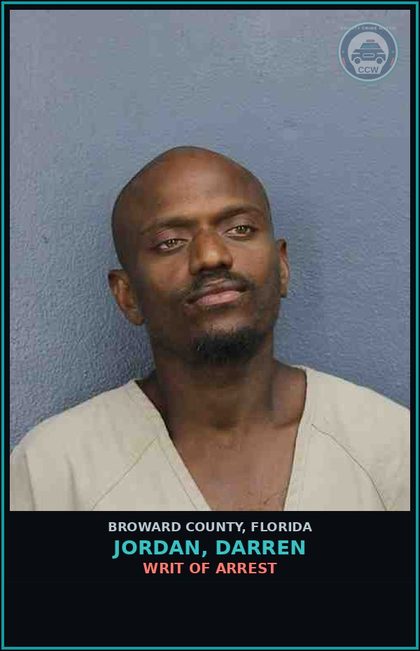 CCW arrest card for JORDAN, DARREN in Broward County: WRIT OF ARREST