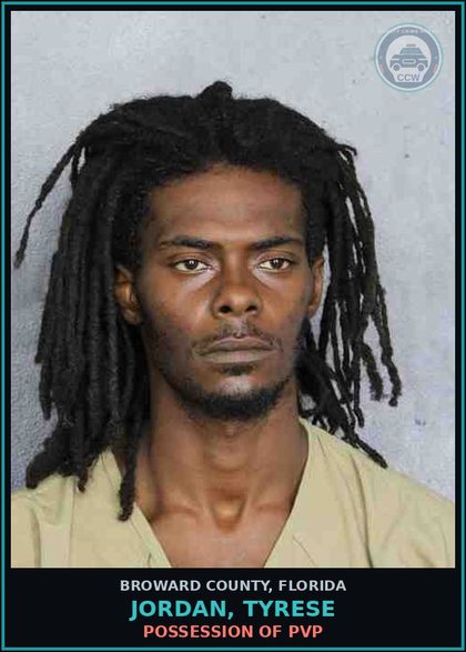 CCW arrest card for JORDAN, TYRESE in Broward County: POSSESSION OF PVP