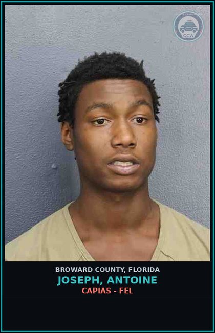 CCW arrest card for JOSEPH, ANTOINE in Broward County: CAPIAS - FEL