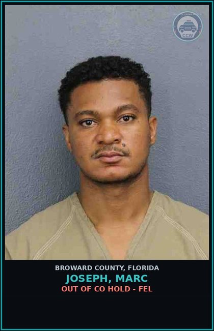 CCW arrest card for JOSEPH, MARC in Broward County: OUT OF CO HOLD - FEL