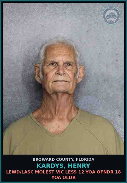 CCW arrest card for KARDYS, HENRY in Broward County: LEWD/LASC MOLEST VIC LESS 12 YOA OFNDR 18 YOA OLDR