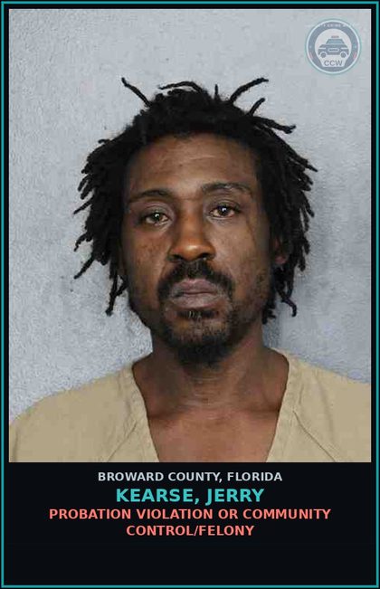 CCW arrest card for KEARSE, JERRY in Broward County: AGG BATT OFFNDR KNEW OR SHOULD VCTM PREGNT DOM VIO