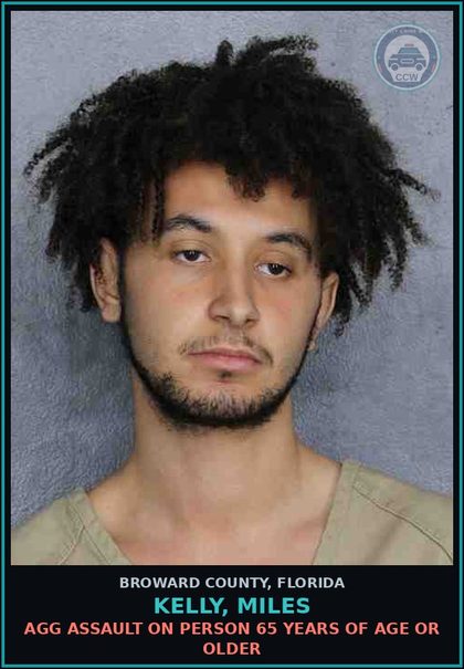 CCW arrest card for KELLY, MILES in Broward County: AGG ASSAULT ON PERSON 65 YEARS OF AGE OR OLDER