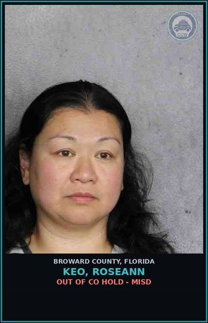 CCW arrest card for KEO, ROSEANN in Broward County: OUT OF CO HOLD - MISD